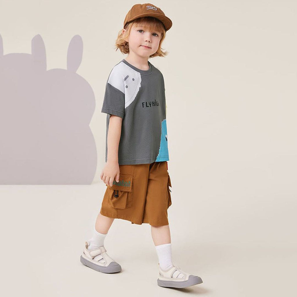 Boys Printed Oversized T-shirt Tshirts Gray 1-2 Y 