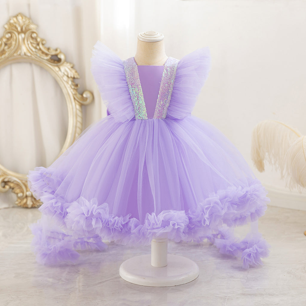 Girls Violet Flutter Tulle Mullet Dress Party Dresses Violet 3-4 Y