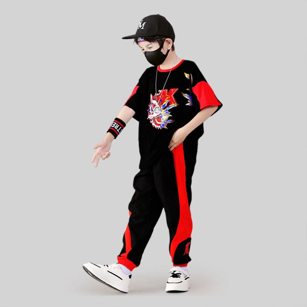 Boys Short Sleeve Graphic T-Shirt With Pants 2 pc. Sets Black 4-5 Y 