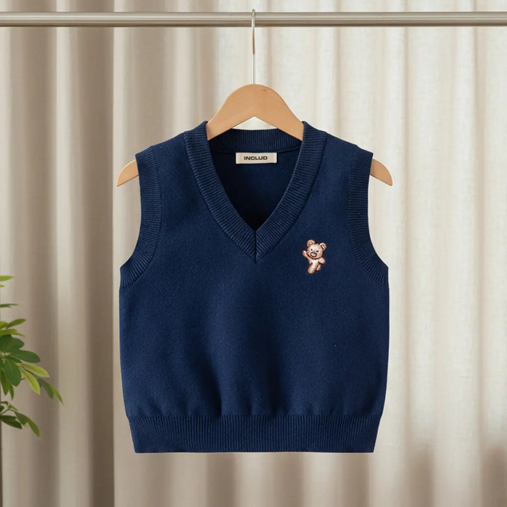 Boys Navy Blue Applique Sweater Vest Sweaters & Cardigans Navy Blue 1-2 Y