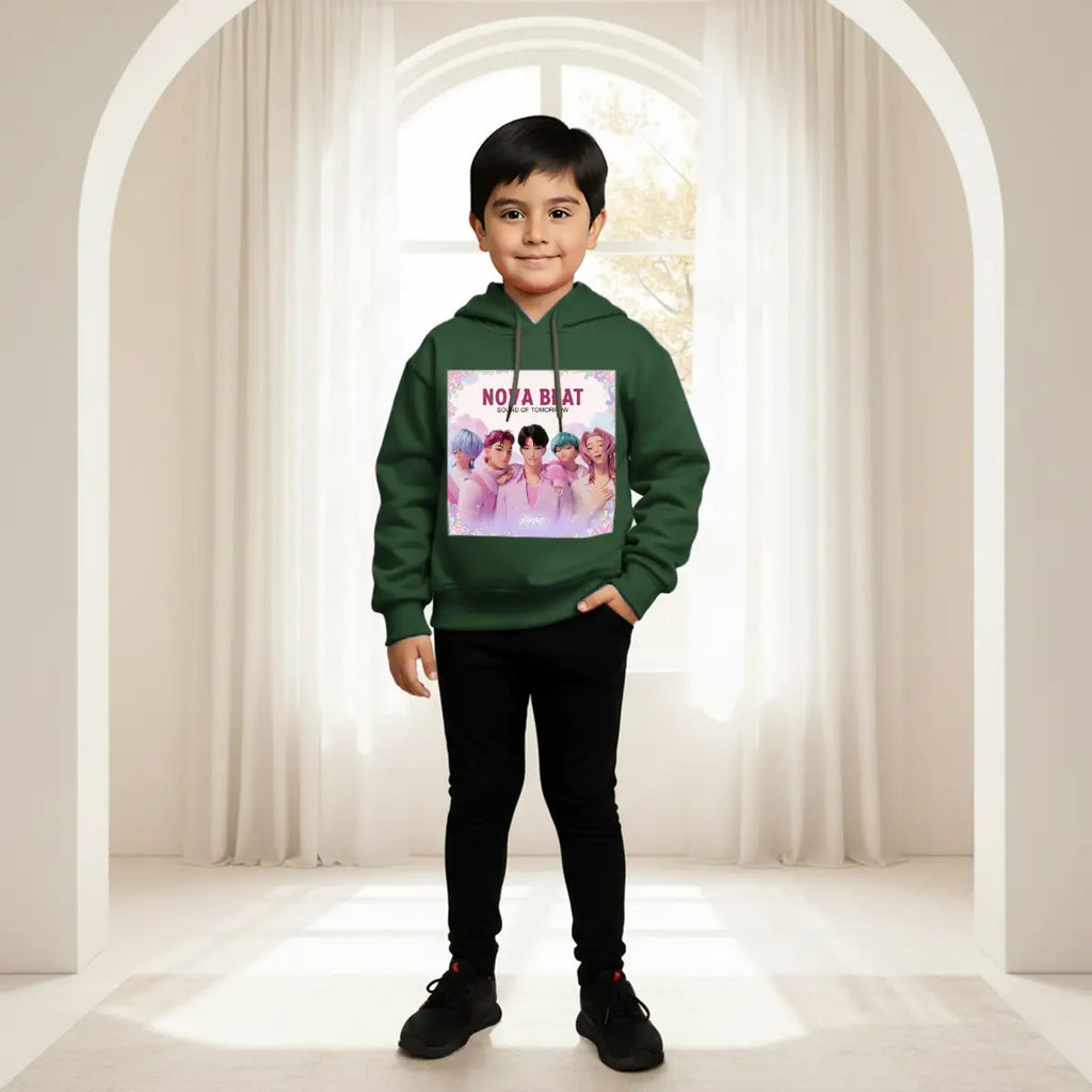 Boys Green K-Pop Nova -Beat Graphics Hoodie Sweatshirts & Hoodies Green 1-2 Y