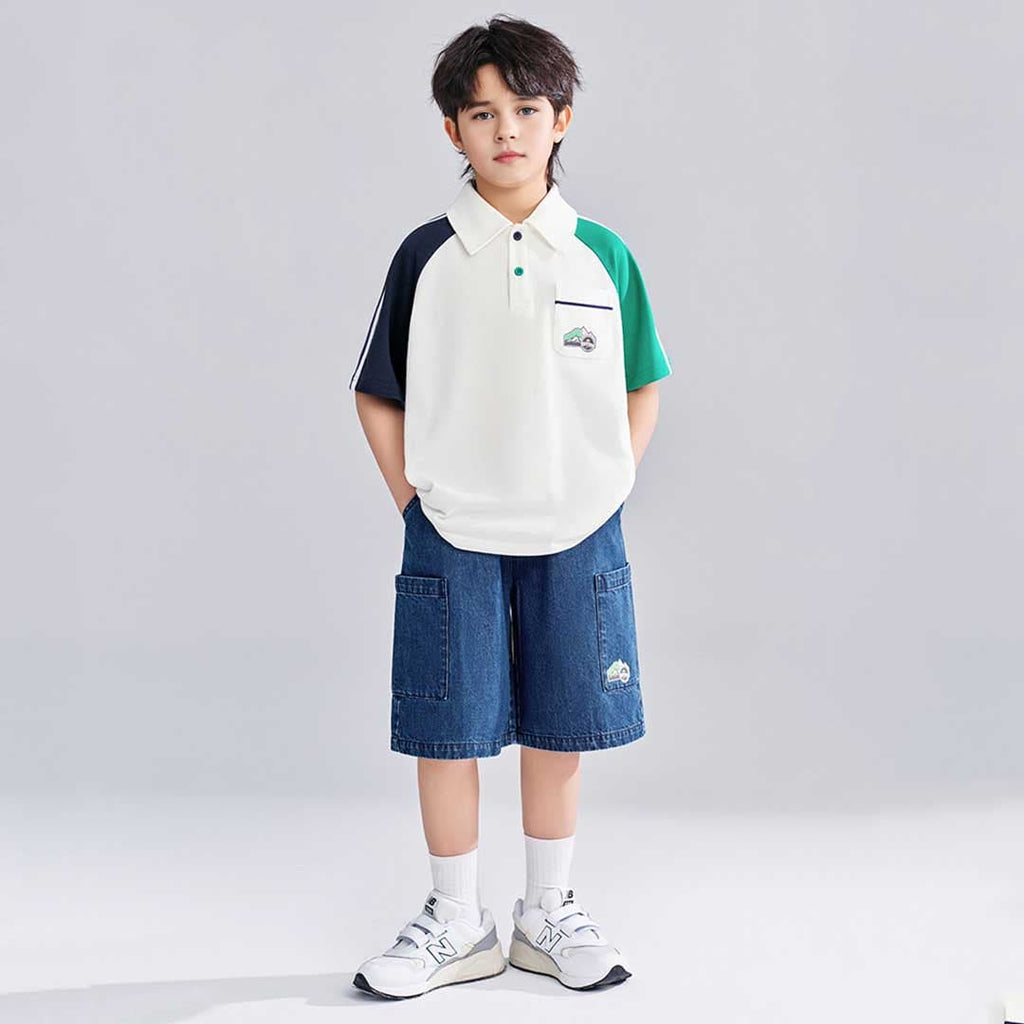 Boys Elasticated Side Pocket Denim Shorts Shorts Navy 5-6 Y 