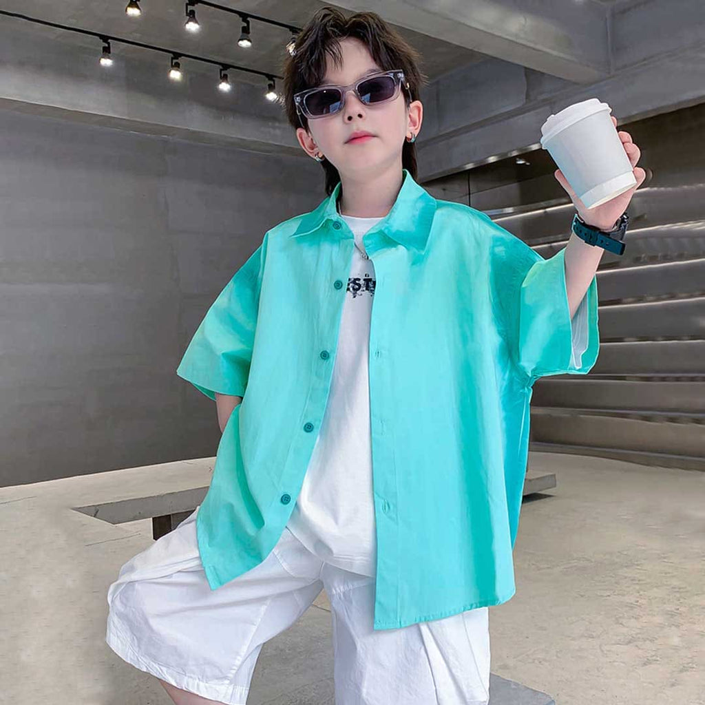 Boys Short Sleeve Tie & Dye Shirt Shirts Blue 3-4 Y 