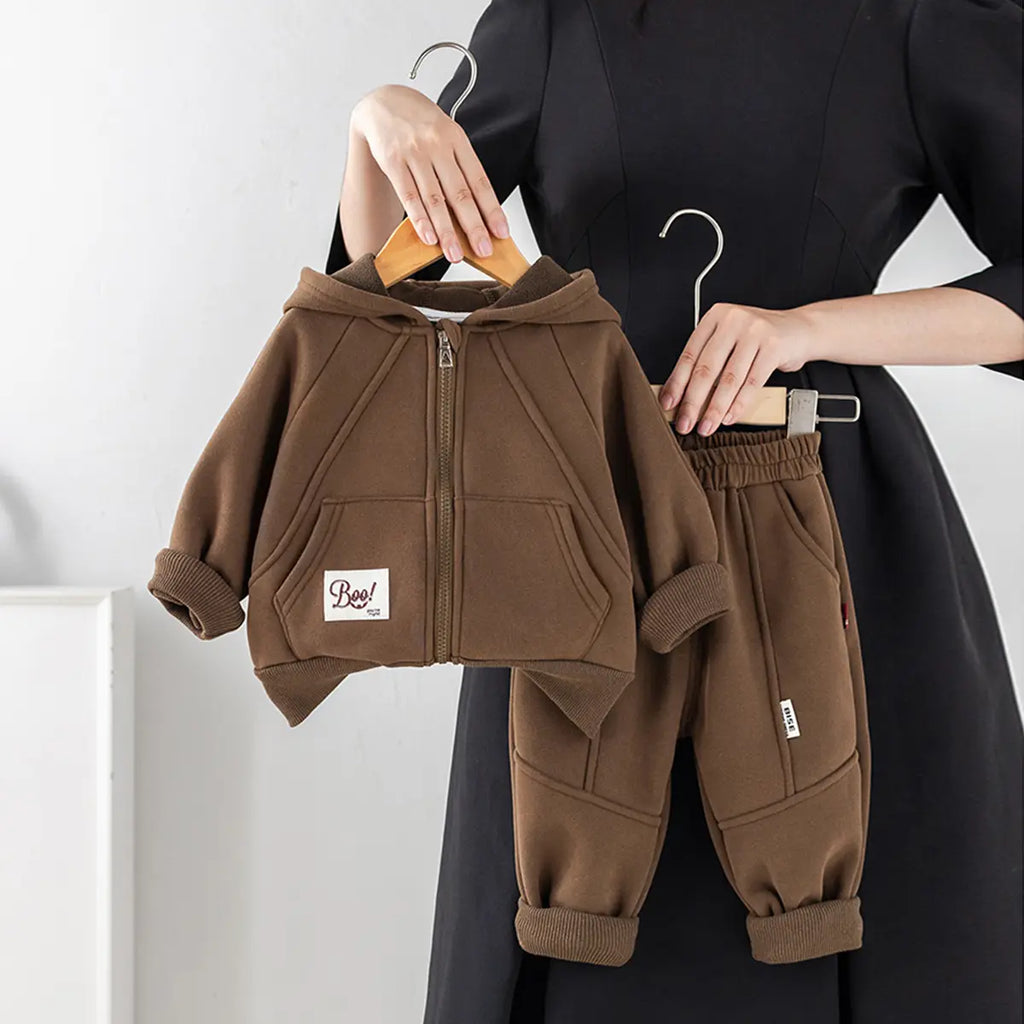 Boys Brown Regular Sweatshirt With Trouser Sets 2 pc. Sets Brown 1-2 Y