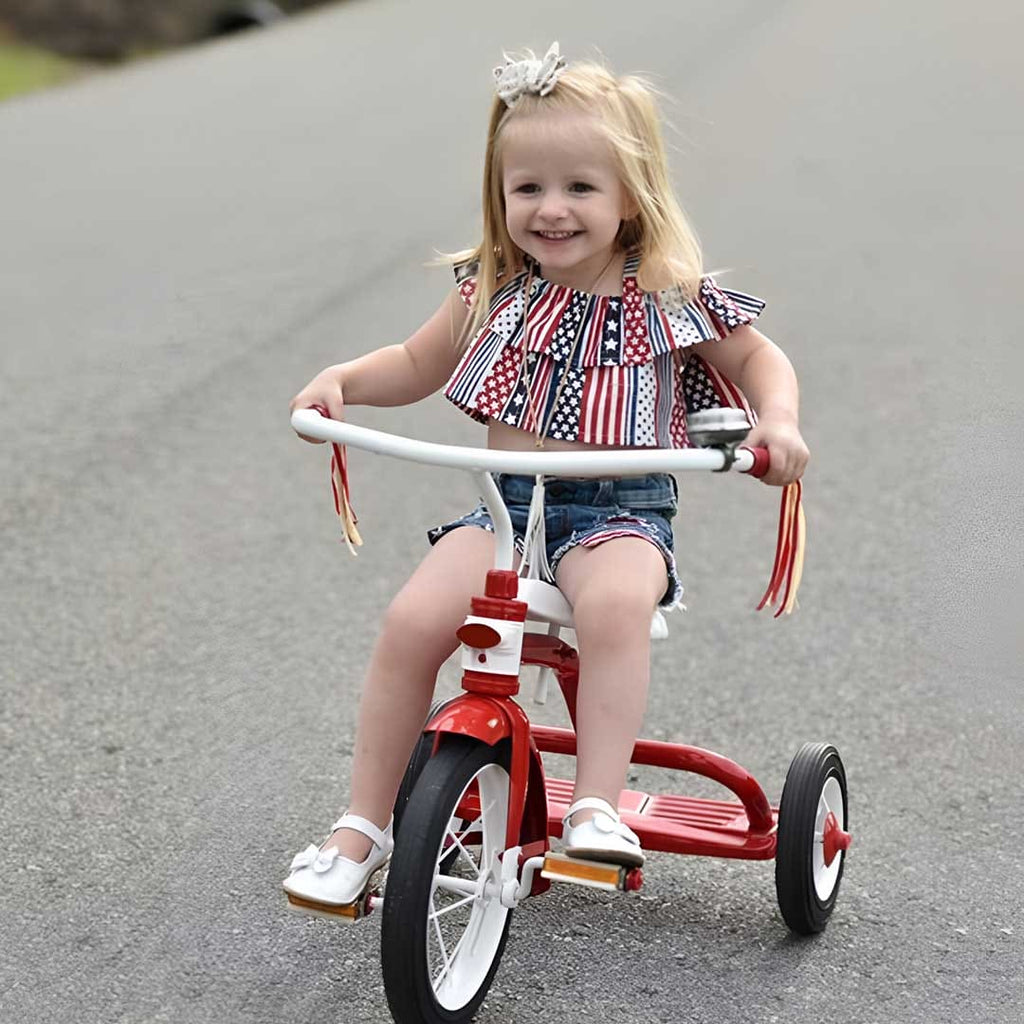 Girls Off Shoulder Printed Top With Denim Shorts Sets 2 pc. Sets Multicolor 1-2 Y 