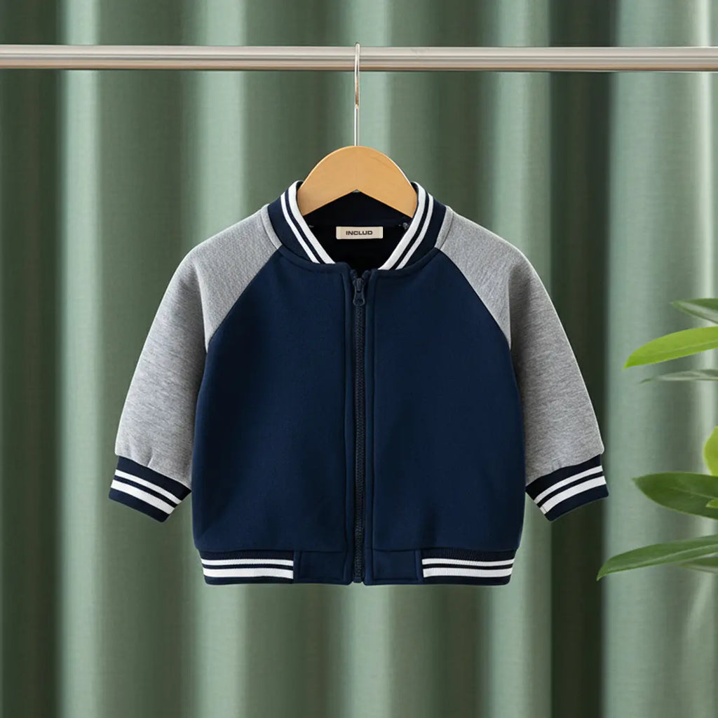 Boys Navy Blue Varsity Jacket Coats & Jackets Navy Blue 1-2 Y