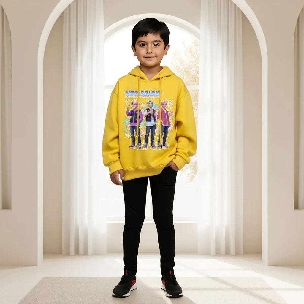 Boys Yellow K-Pop Neo-Sound Graphics Hoodies Sweatshirts & Hoodies Yellow 1-2 Y