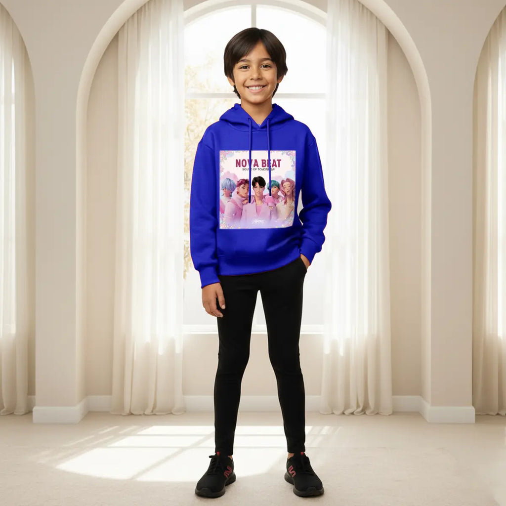 Boys Dark Blue K-Pop Nova -Beat Graphics Hoodie Sweatshirts & Hoodies Dark Blue 1-2 Y