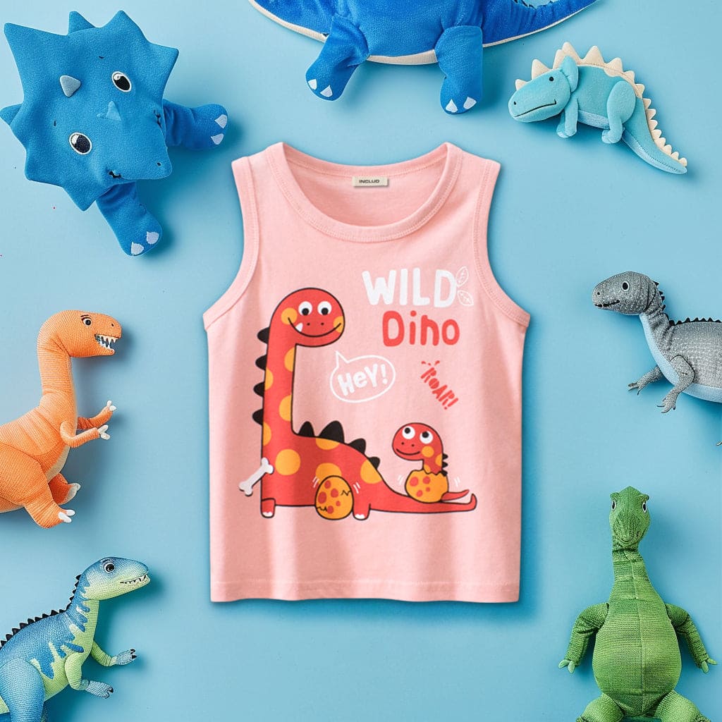 Boys Dinosaur Printed Vest Vests Pink 1-2 Y 
