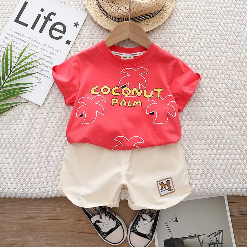 Boys Short Sleeve Print Graphic T-Shirt With Shorts Set 2 pc. Sets Red 1-2 Y 