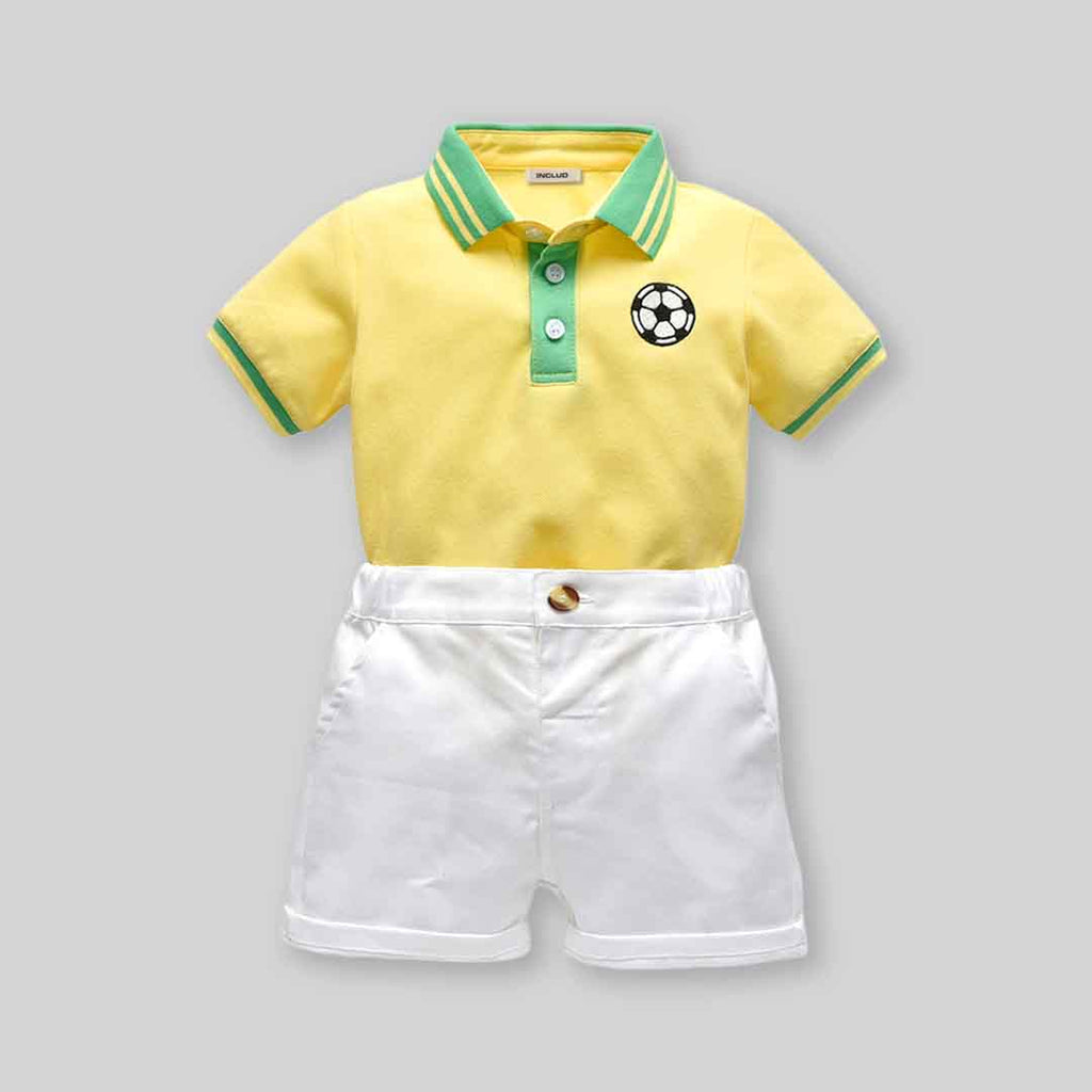 Boys Polo T-Shirt With Shorts Set Sets Yellow 1-2 Y 