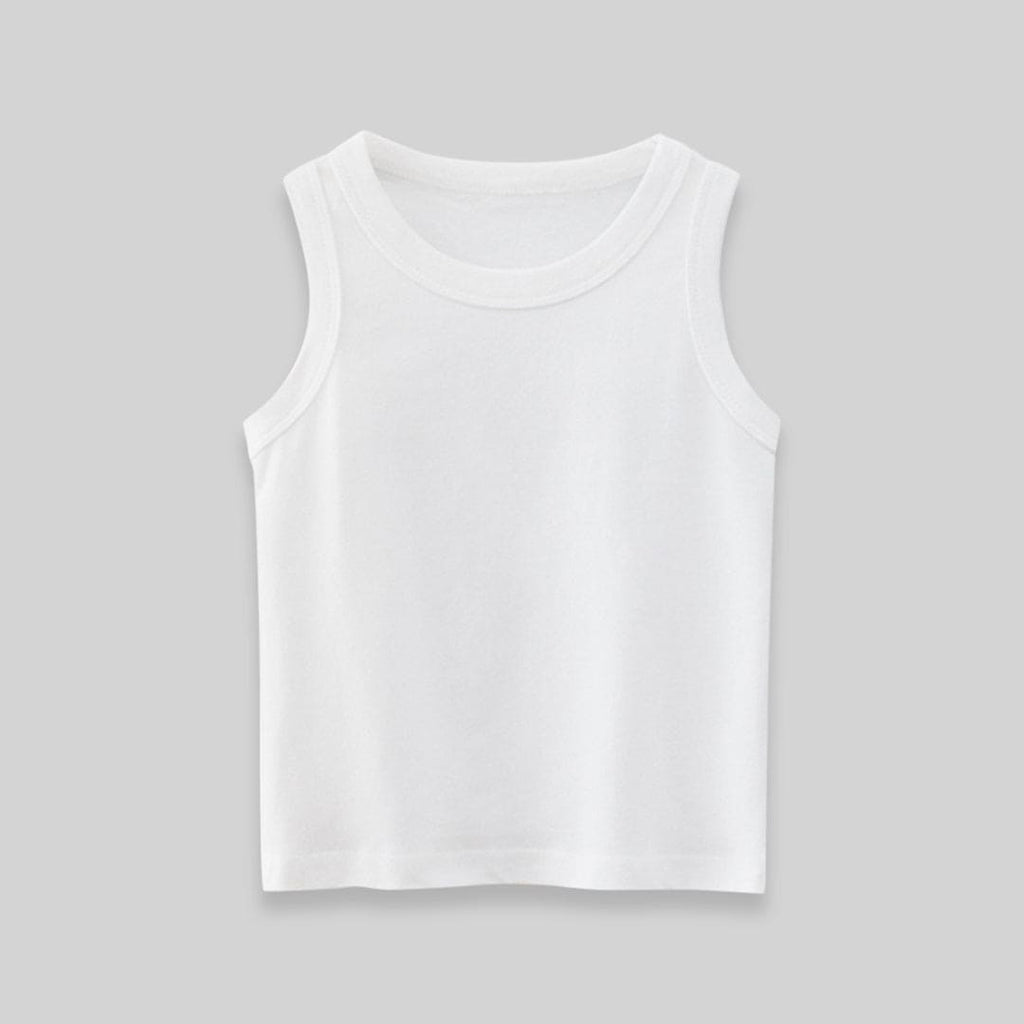 Boys Solid Sleeveless Tank Vests Tshirts Off White 1-2 Y 