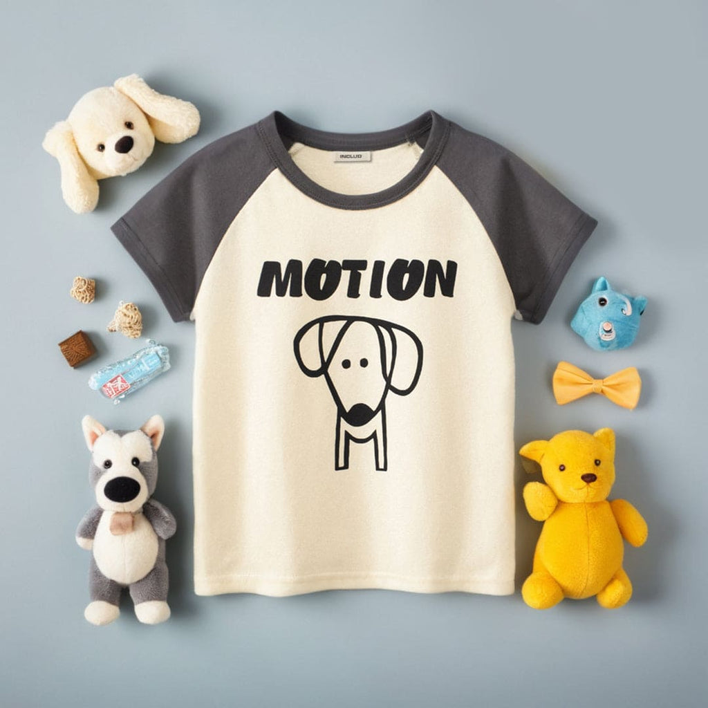 Boys Printed Short Sleeves T-shirt Tshirts Gray 1-2 Y 