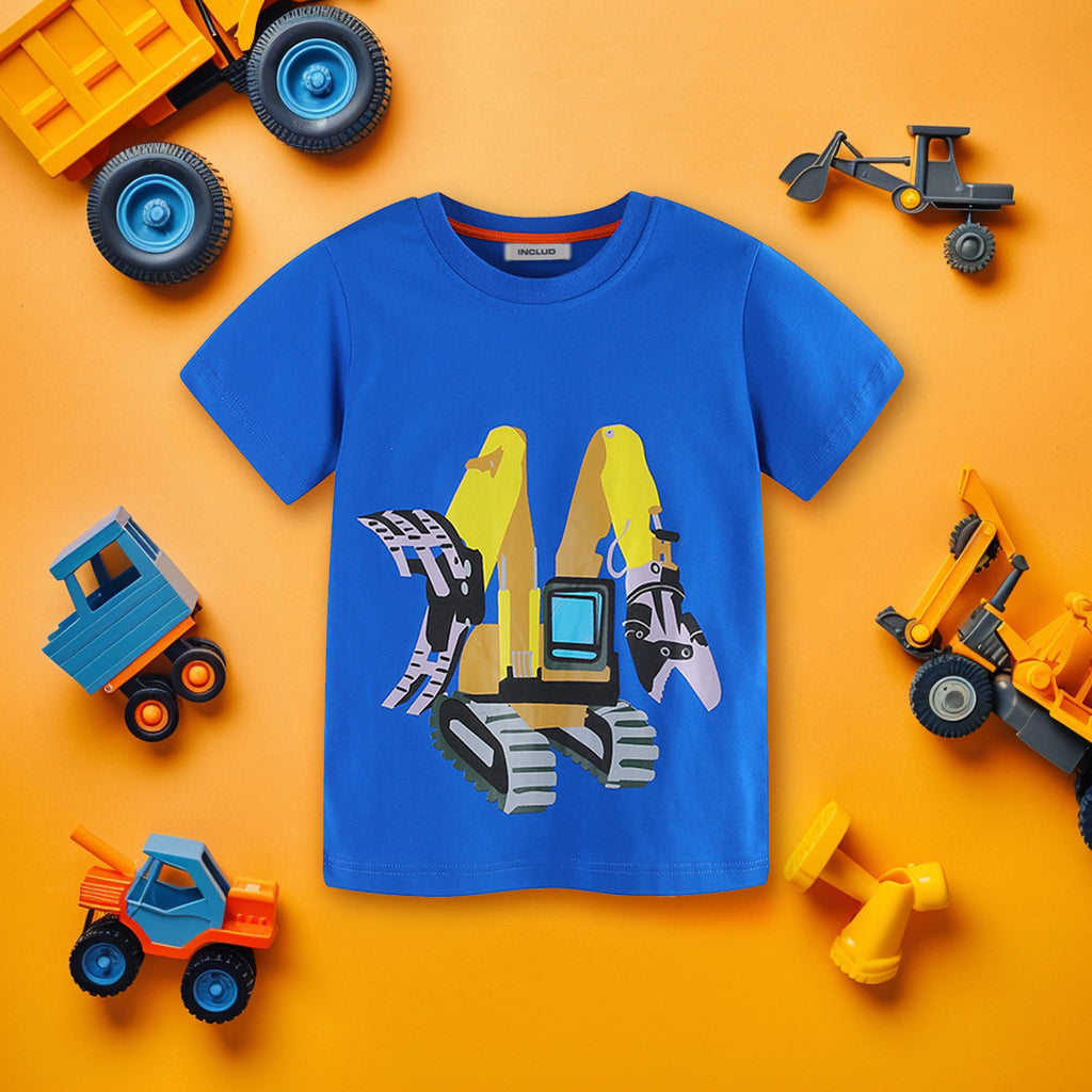 Boys Graphic Print Short Sleeves T-Shirt Tshirts Blue 1-2 Y 