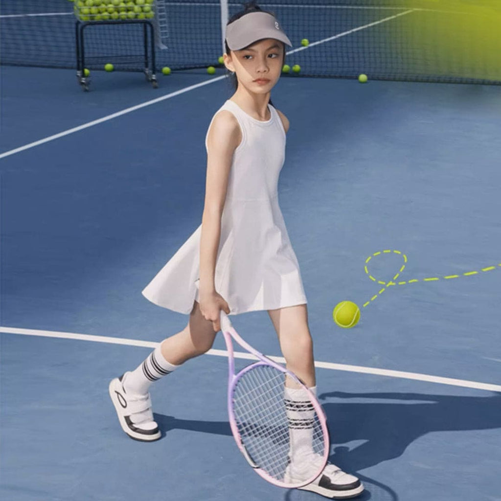 Girls Sleeveless Elasticated Sports Vest Dress Casual Dresses White 4-5 Y 