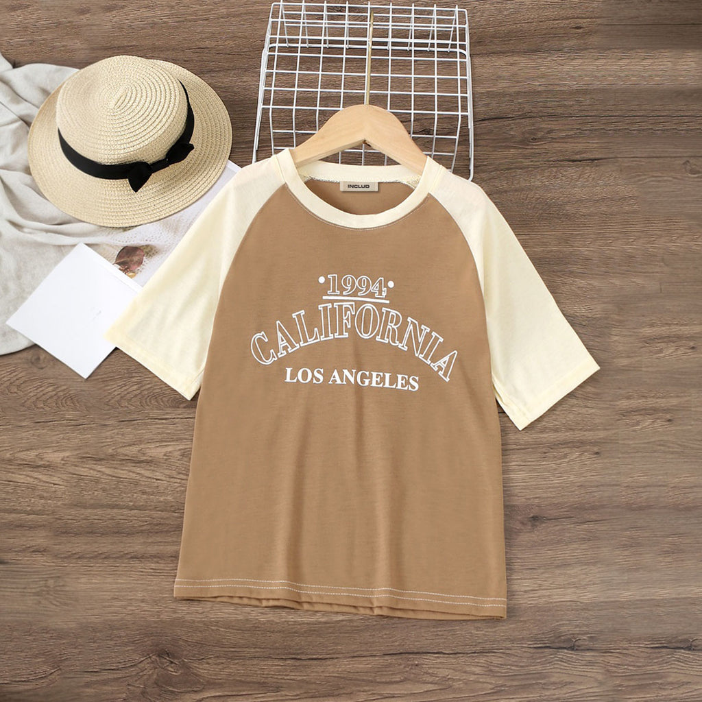 Boys Brown Reglan Short Sleeves T-Shirt Tshirts Brown 7-8 Y