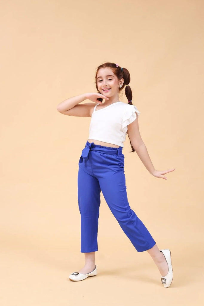 Girls One Shoulder Top With Pants Set Sets