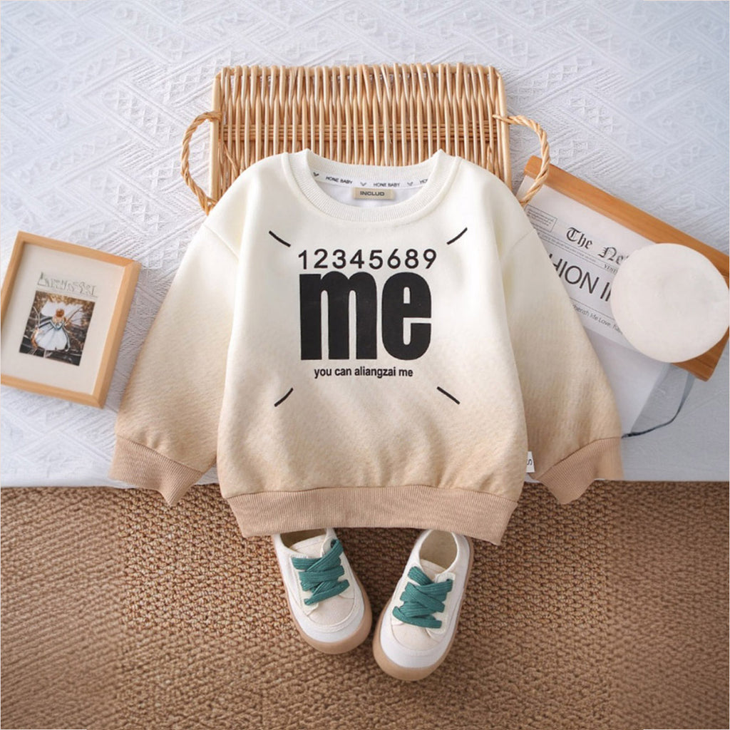 Boys Khaki Typographic Printed Sweatshirt With Denim Trousers Sets 2 pc. Sets Khaki 1-2 Y