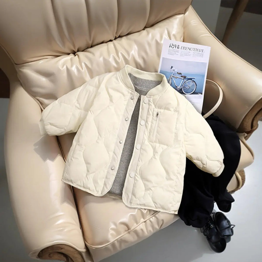 Boys Cream Quilted Long Sleeves Jacket Coats & Jackets Cream 1-2 Y