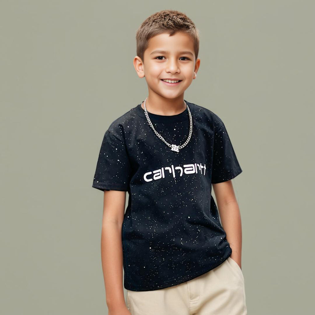 Boys Printed Shorts Sleeves T-Shirt Tshirts Black 1-2 Y 