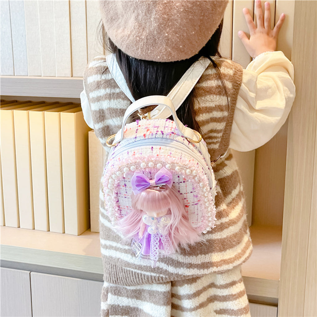 Girls Purple Doll Tweed Backpack Trending Accessories Purple Onesize