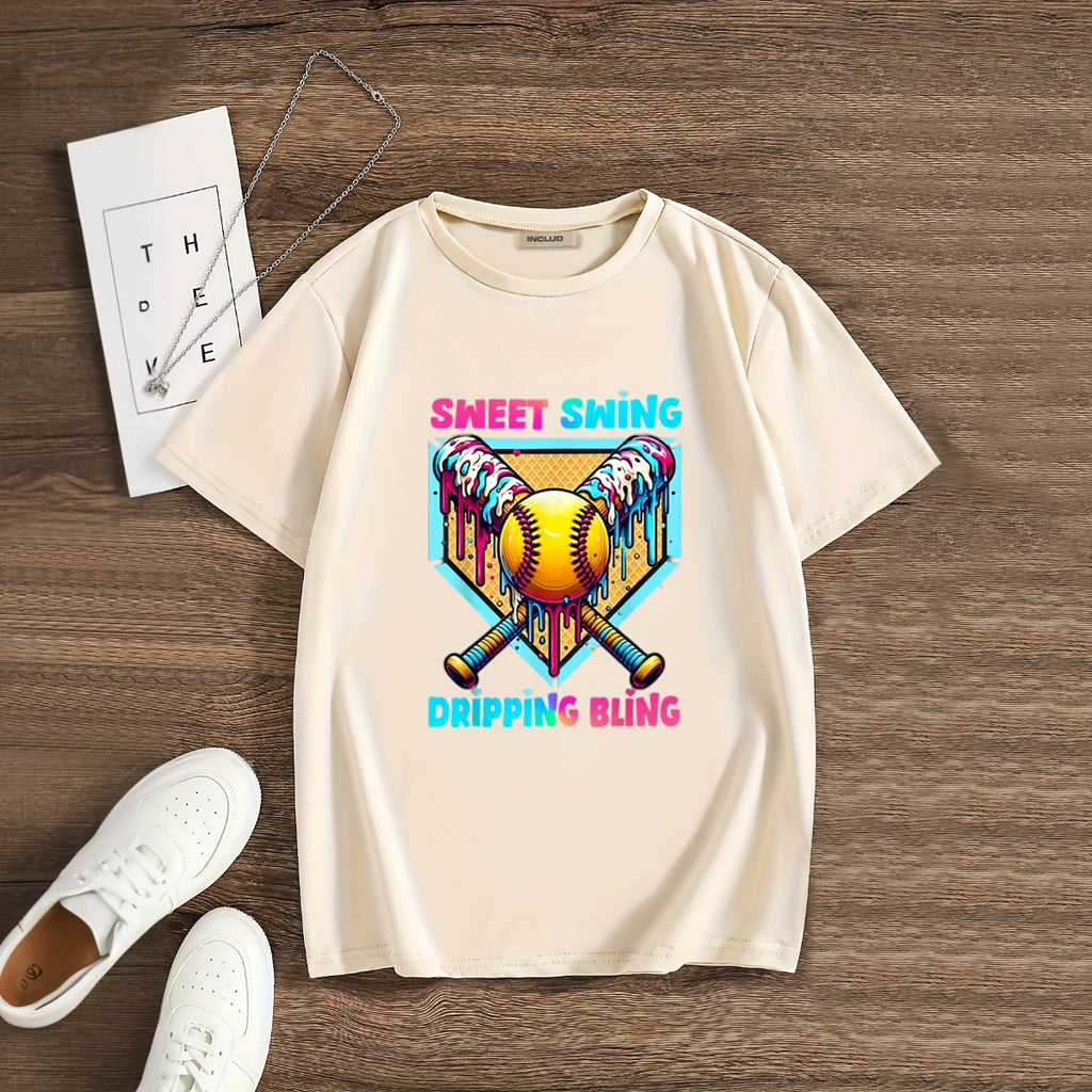 Boys Apricot Base Ball Graphics Short Sleeve T-Shirt Tshirts Apricot 5-6 Y