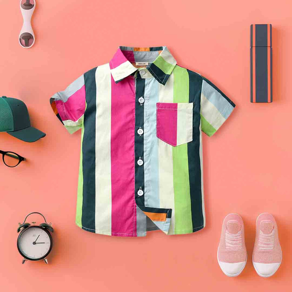 Boys Multicolor Striped Shirt Shirts Multicolor 1-2 Y 