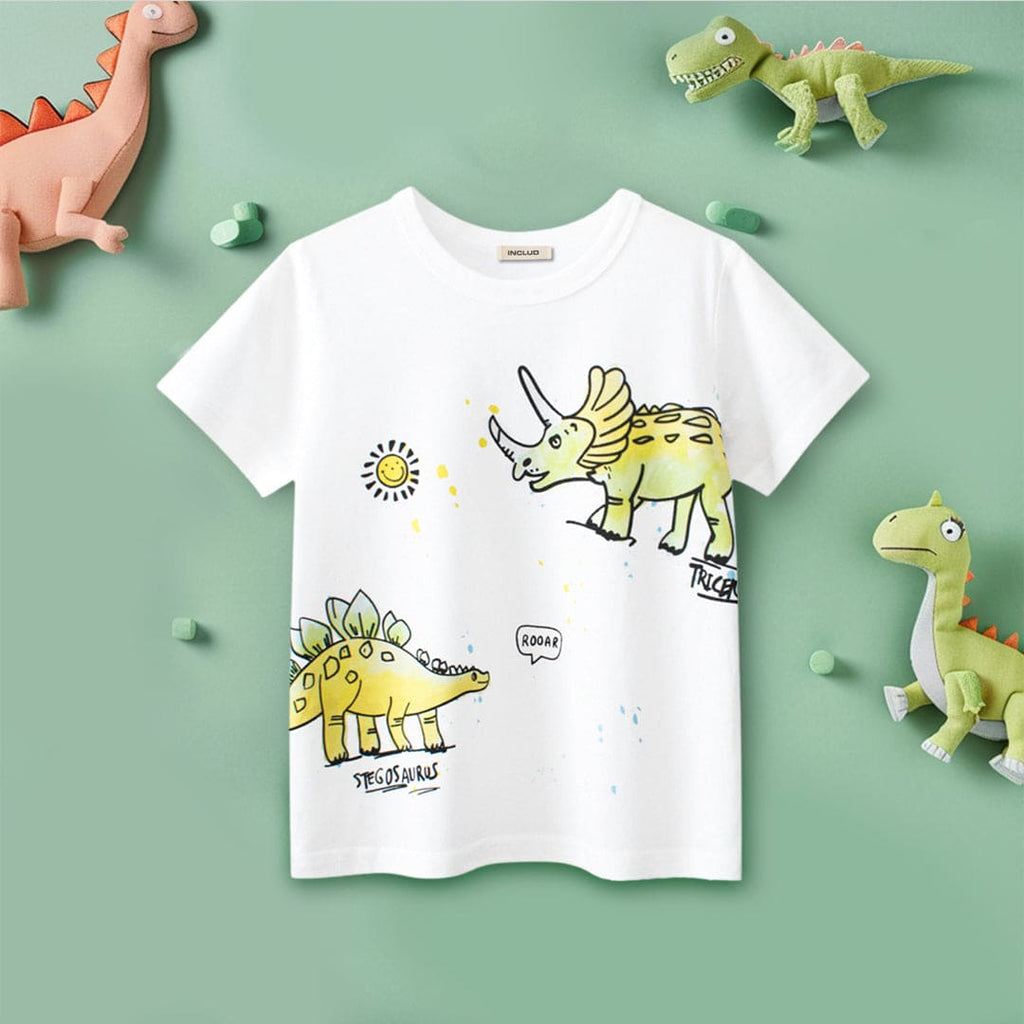 Boys Graphic Print Short Sleeves T-Shirt Tshirts White 1-2 Y 