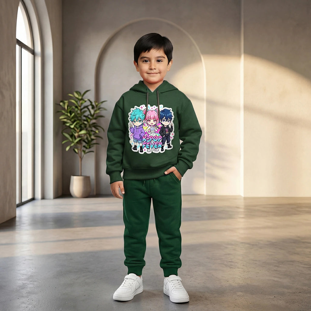 Boys' graphic hoodie and joggers set for winter