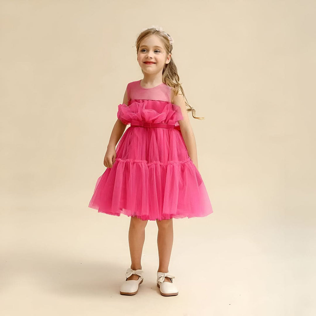 Girls Sleeveless Fit & Flare Dress Party Dresses Red 1-2 Y 