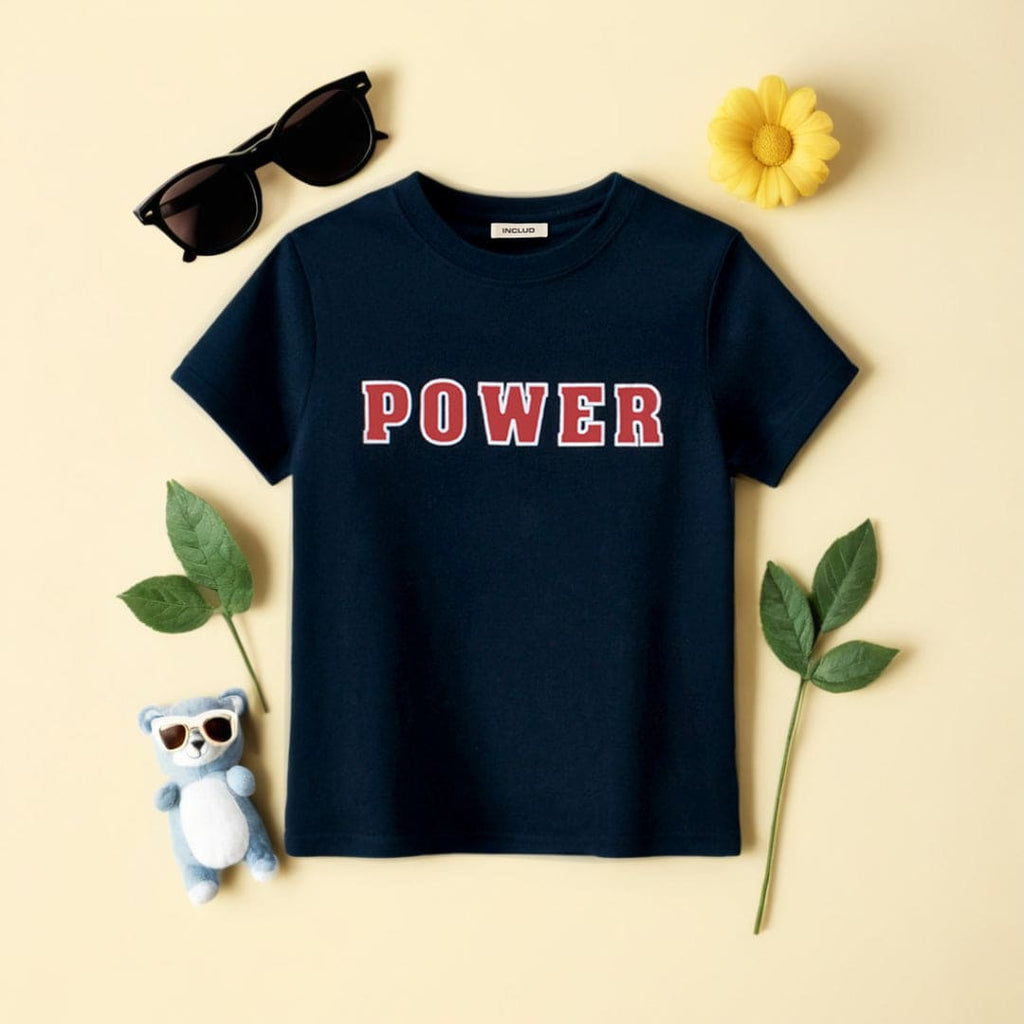 Boys Typography Print Short Sleeves T-Shirt Tshirts Blue 7-8 Y 