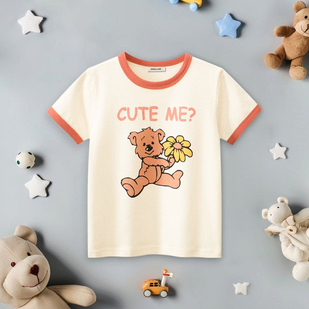 Girls Short Sleeve Graphic T-Shirt Tshirts Cream 1-2 Y 