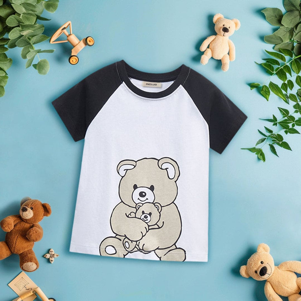 Boys Raglan Sleeve Graphic T-Shirt Tshirts White 1-2 Y 