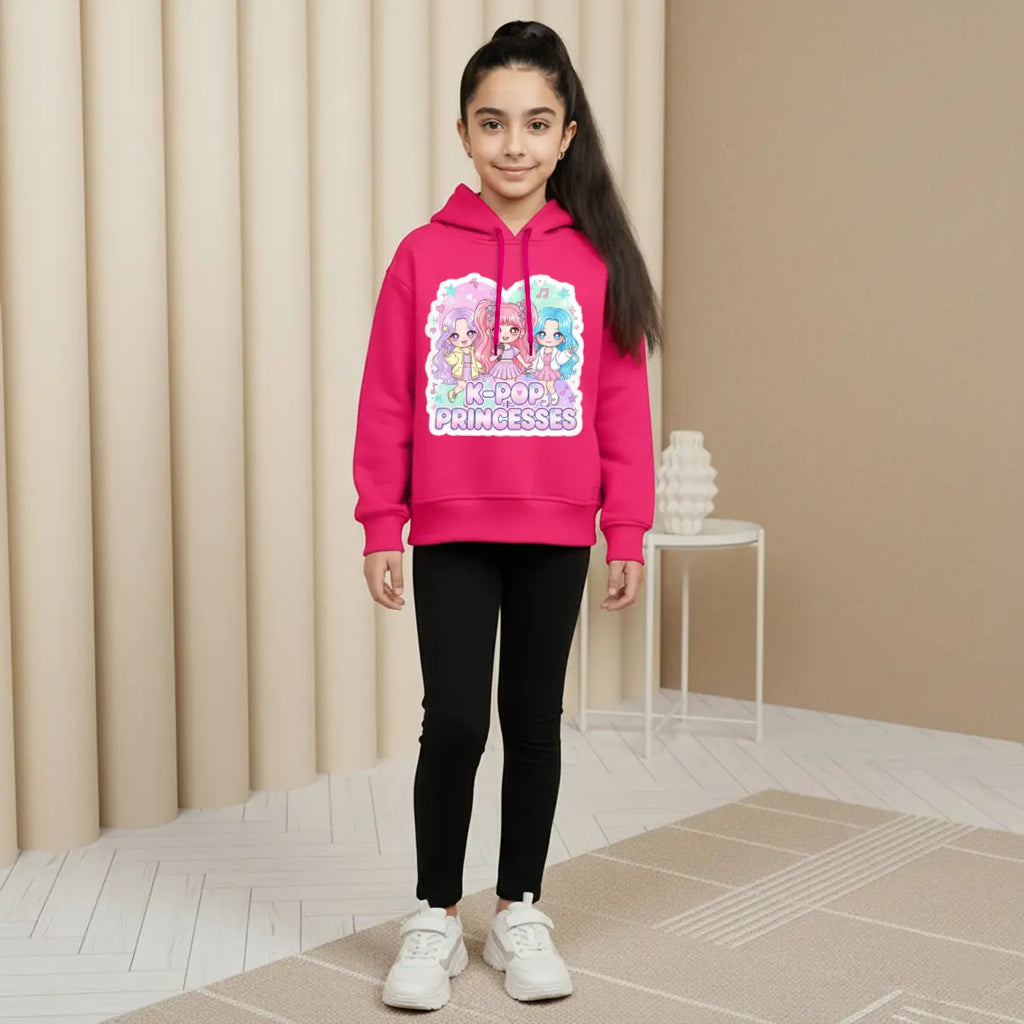 Girls Fuchsia K-Pop Princesses Graphics Hoodie Sweatshirts & Hoodies Fuchsia 1-2 Y