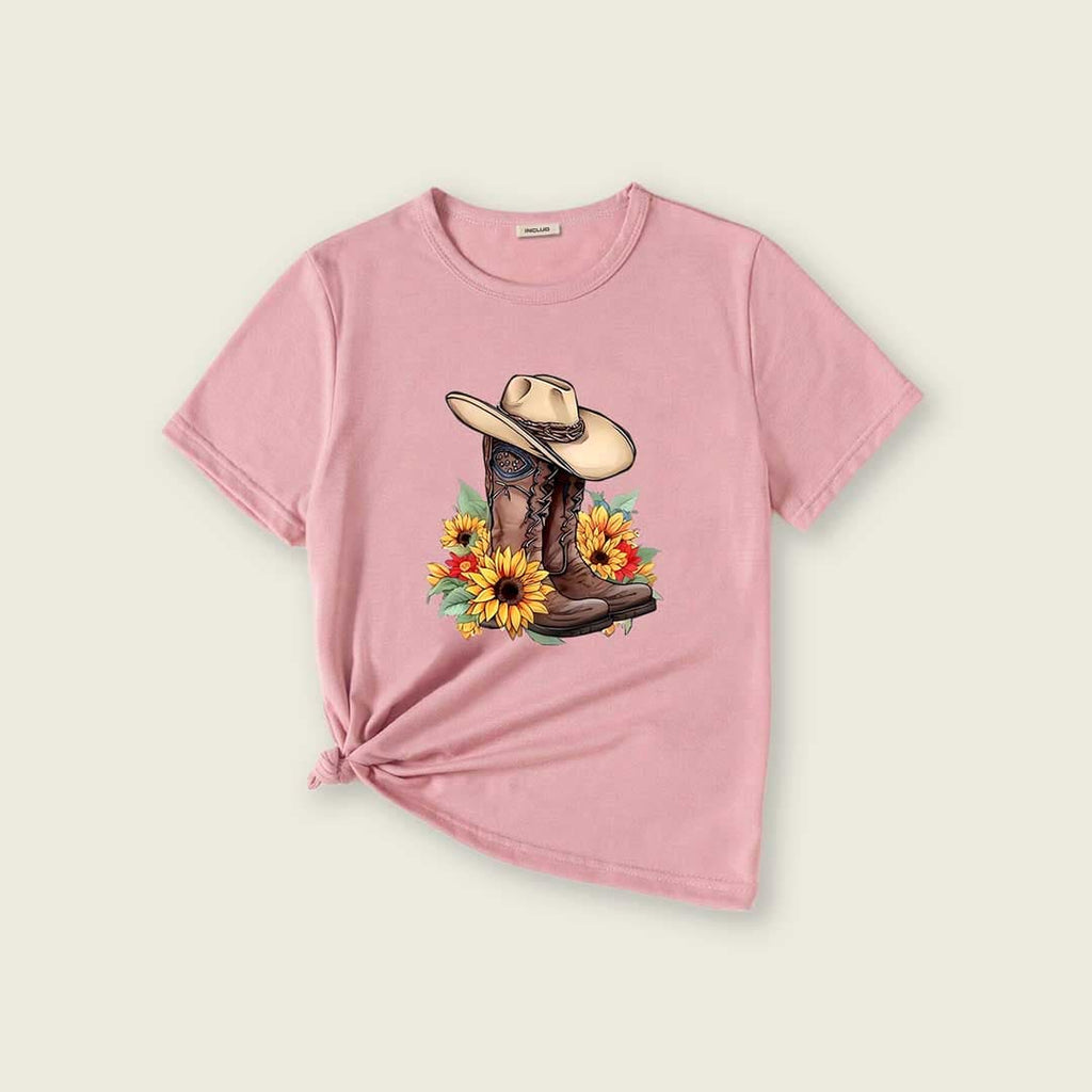 Girls Floral Graphic Short Sleeve T-Shirt Tshirts Pink 8-9 Y 