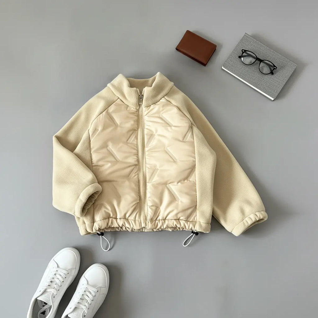 Girls Yellow Raglan Sleeves Zip-up Jacket Coats & Jackets Yellow 1-2 Y