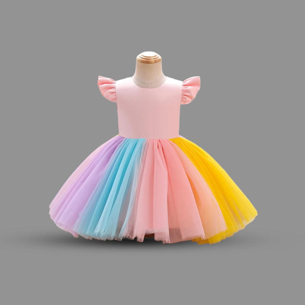 Girls Multicolor Fit & Flare Party Wear Dress Party Dresses Pink 4-5 Y 