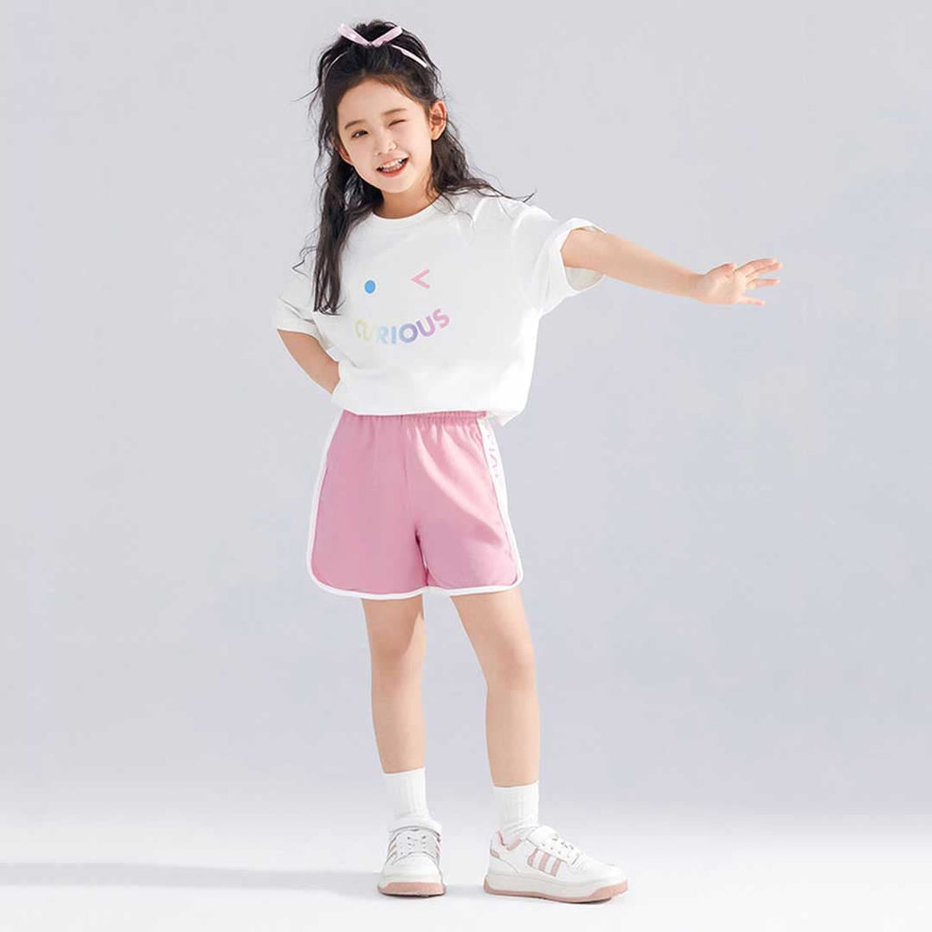 Girls Elasticated Knitted Shorts Shorts Pink 5-6 Y 
