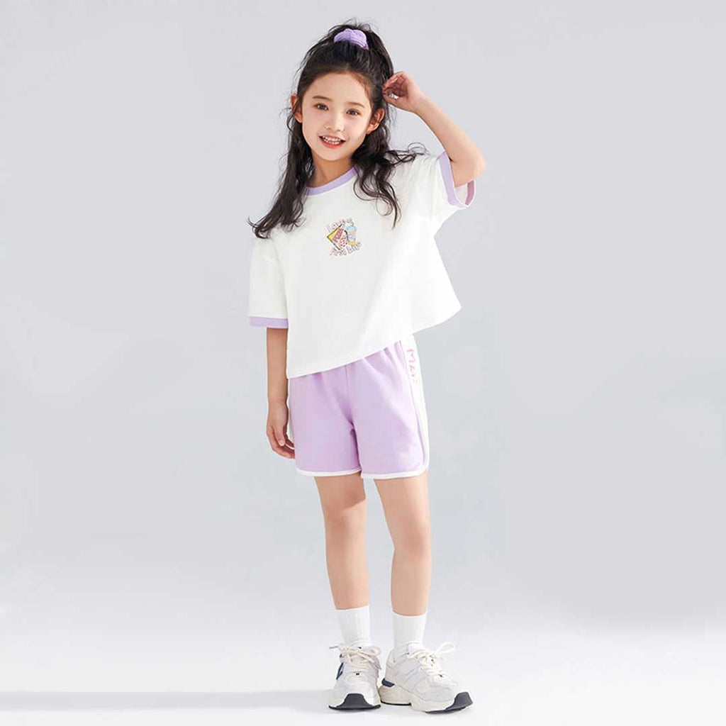 Girls Elasticated Knitted Shorts Shorts Purple 5-6 Y 
