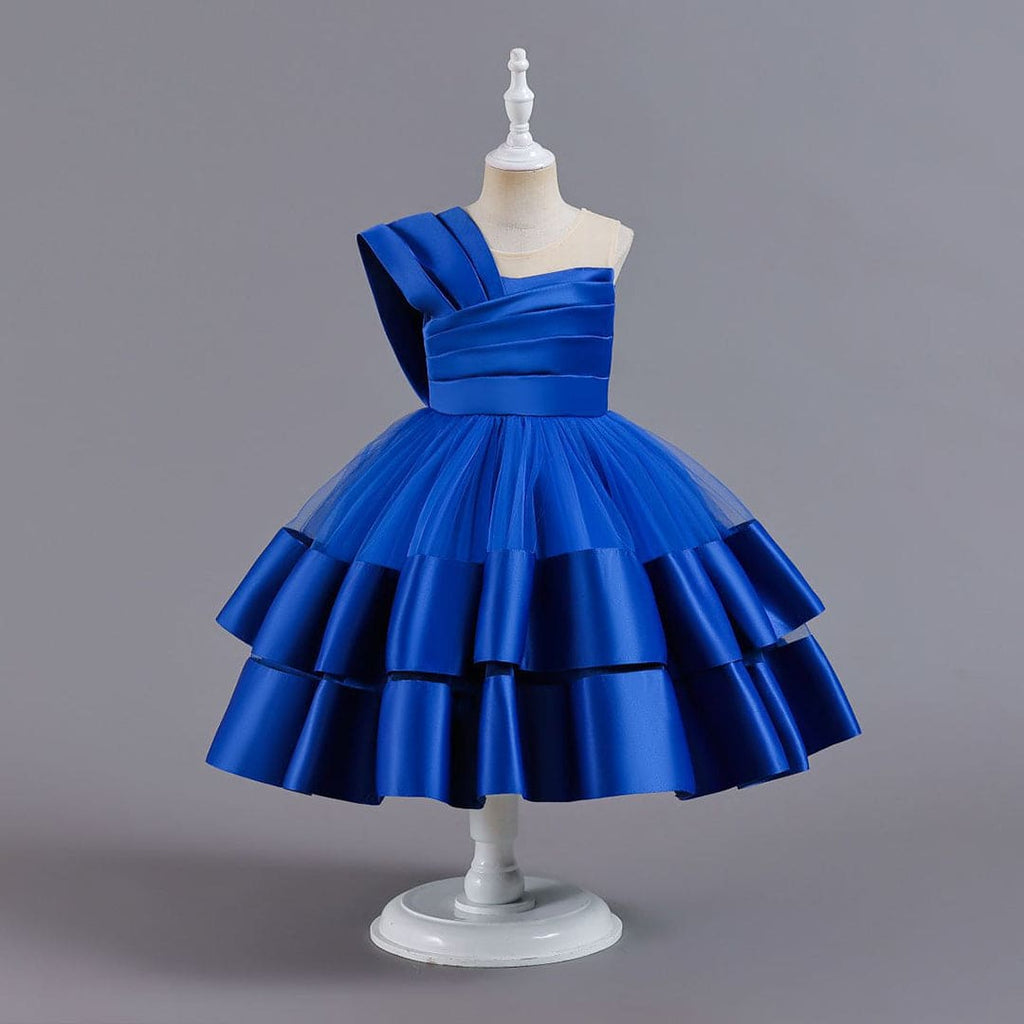Girls One Shoulder Fit & Flare Party Dress Party Dresses Blue 1-2 Y 