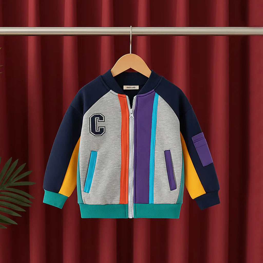 Boys Multicolor Letter C Printed Varsity Jacket Coats & Jackets Multicolor 1-2 Y