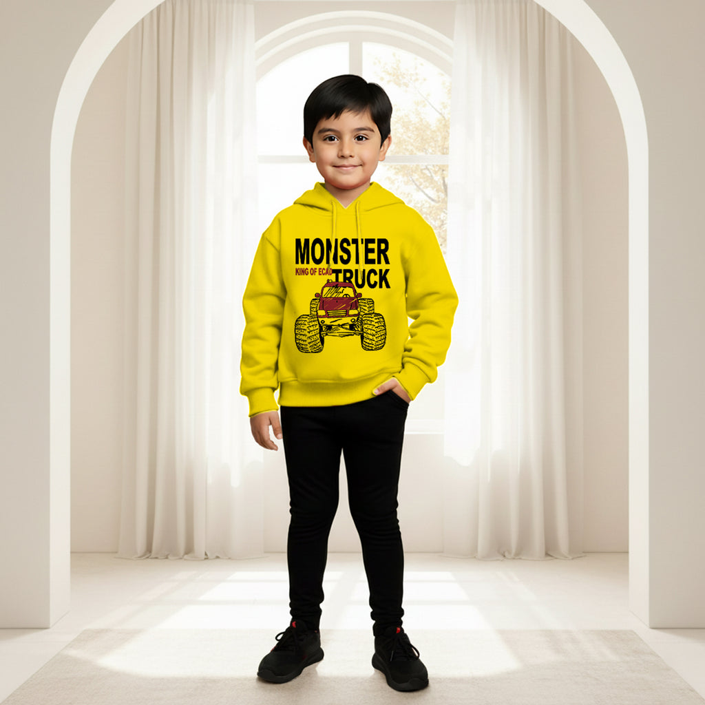 Boys Yellow Monster Truck Graphics Hoodies Sweatshirt Sweatshirts & Hoodies Yellow 1-2 Y