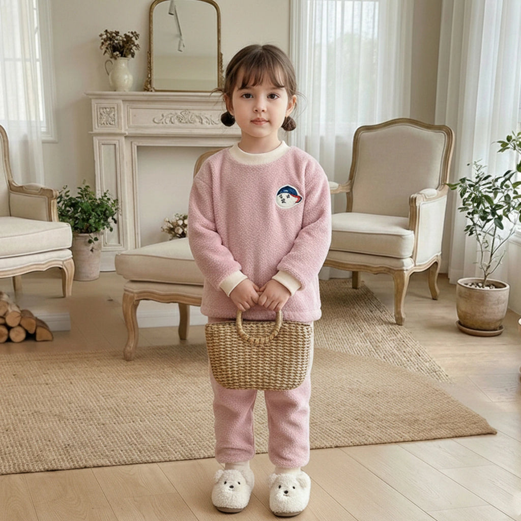 Girls Pink Long Sleeves T-Shirt With Jogger Co-ord Sets Sets Pink 1-2 Y