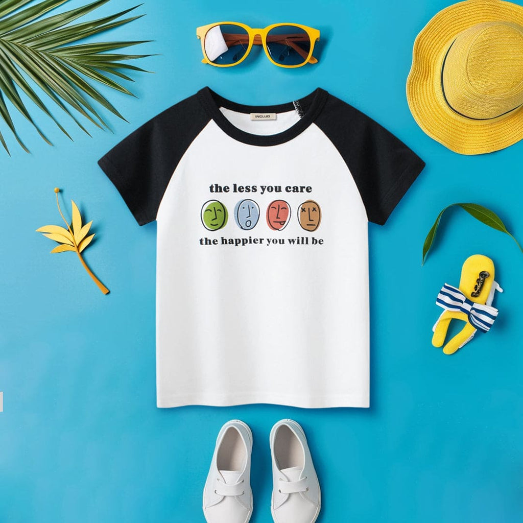 Boys Graphic Print Raglan Sleeves T-Shirt Tshirts Beige 1-2 Y 