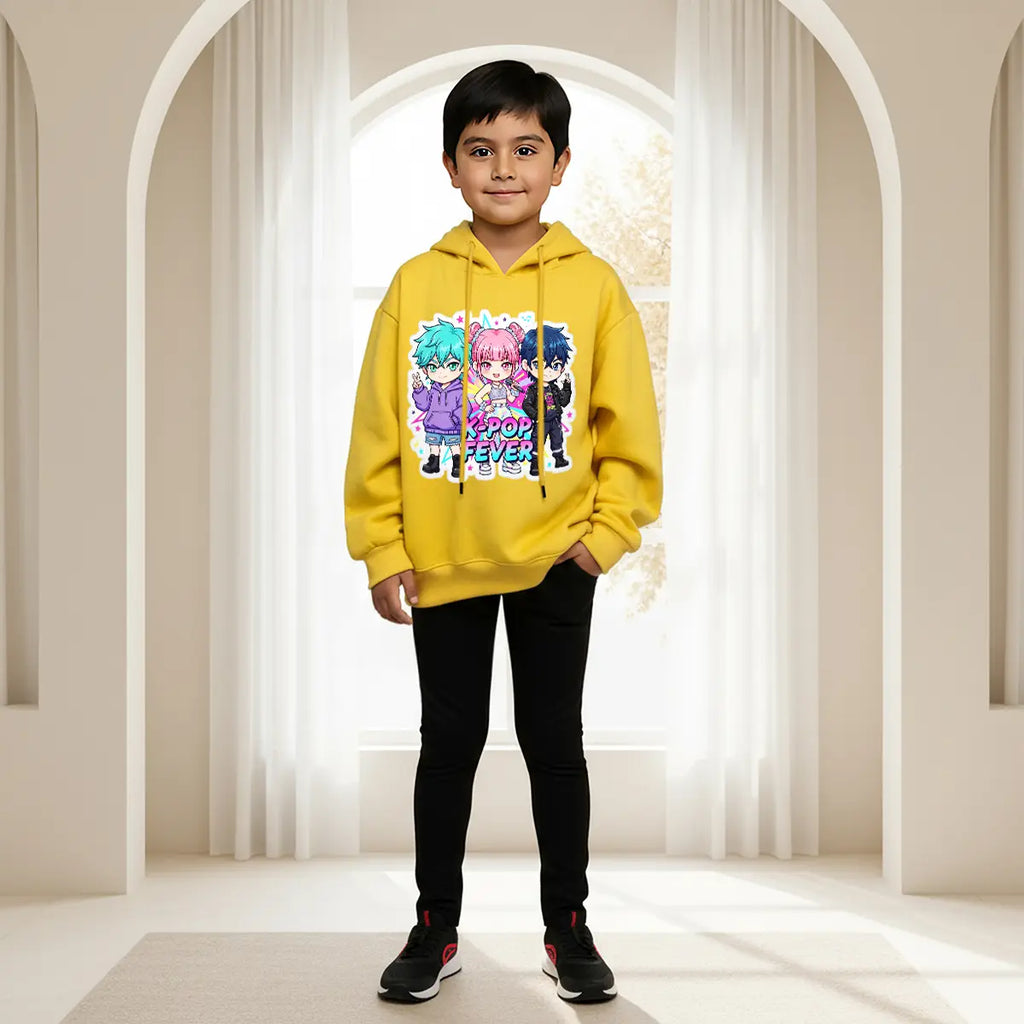 Boys Yellow K-POP Fever Graphics Hoodies Sweatshirts & Hoodies Yellow 1-2 Y