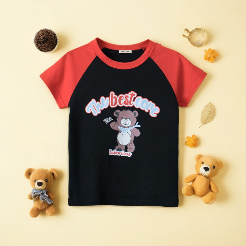 Boys Colorblocked Raglan Sleeves T-Shirt Tshirts Black 1-2 Y 