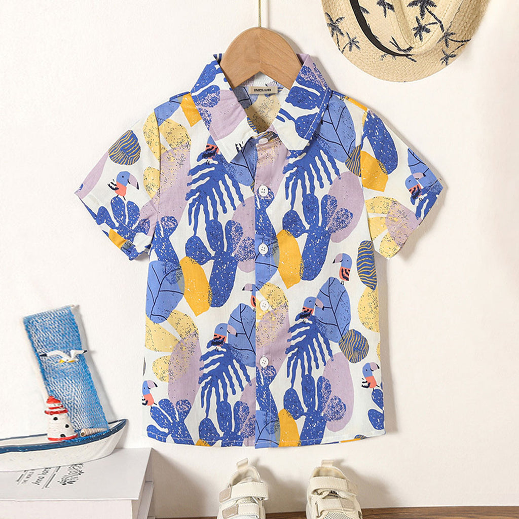 Boys Multicolor Printed Short Sleeve Shirt Shirts Multicolor 1-2 Y