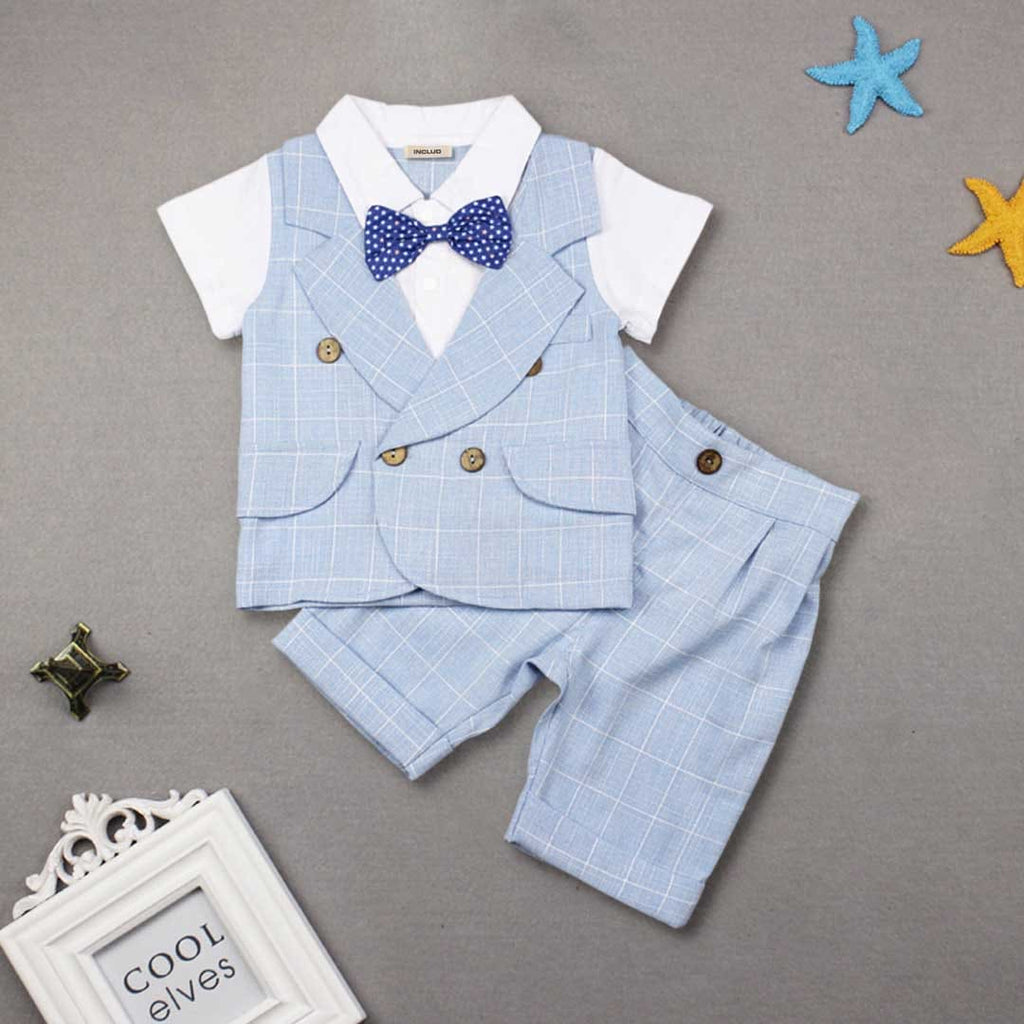 Boys Checked Shirt With Short Set 2 pc. Sets Blue 1-2 Y 