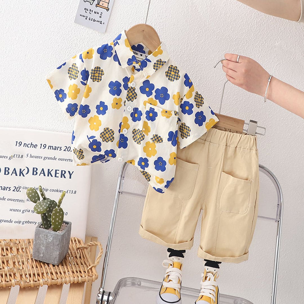 Boys Floral Print Shirt With Shorts Set Sets Multicolor 1-2 Y 