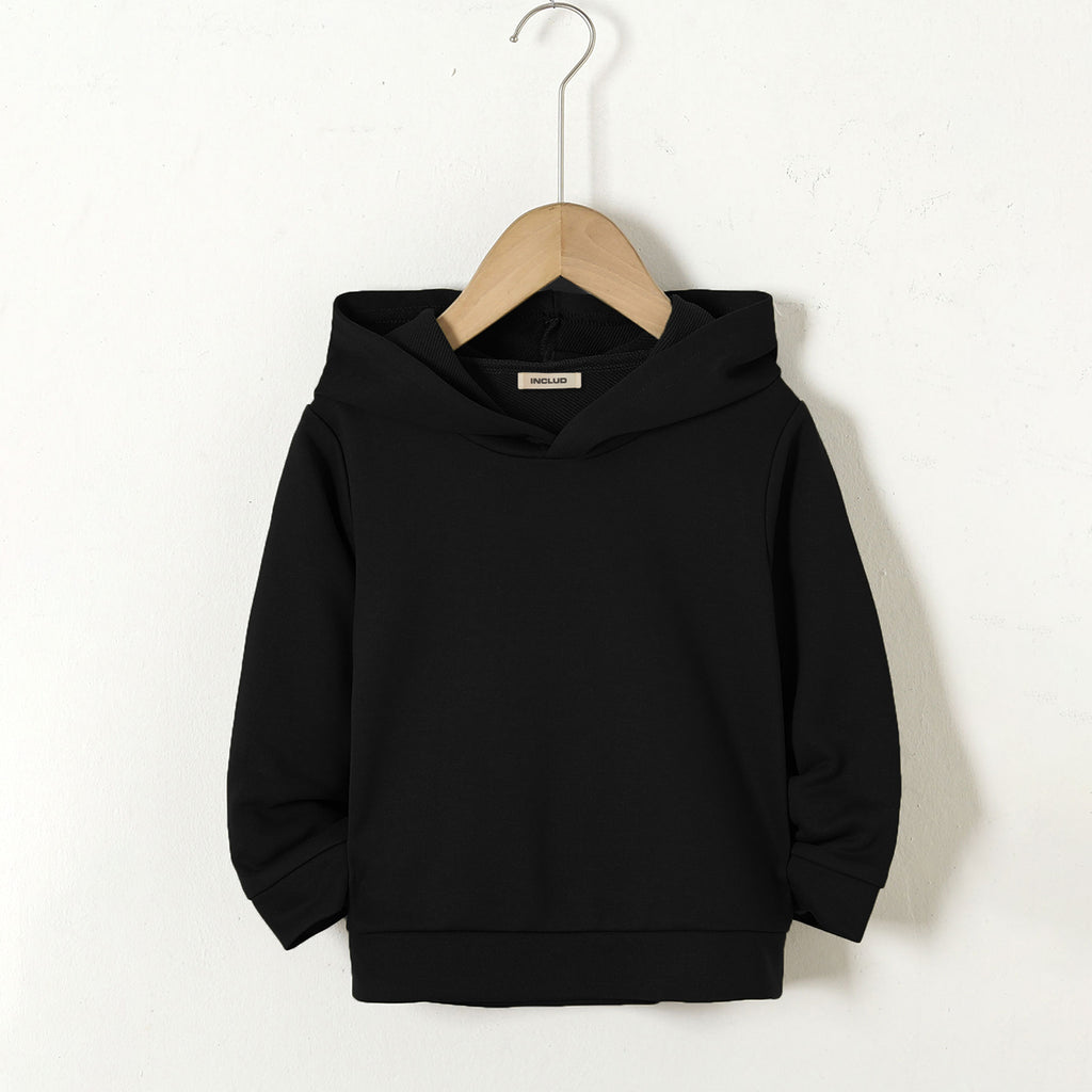 Boys Black Solid Hooded Long Sleeves Winter Sweatshirts Sweatshirts & Hoodies Black 2-3 Y
